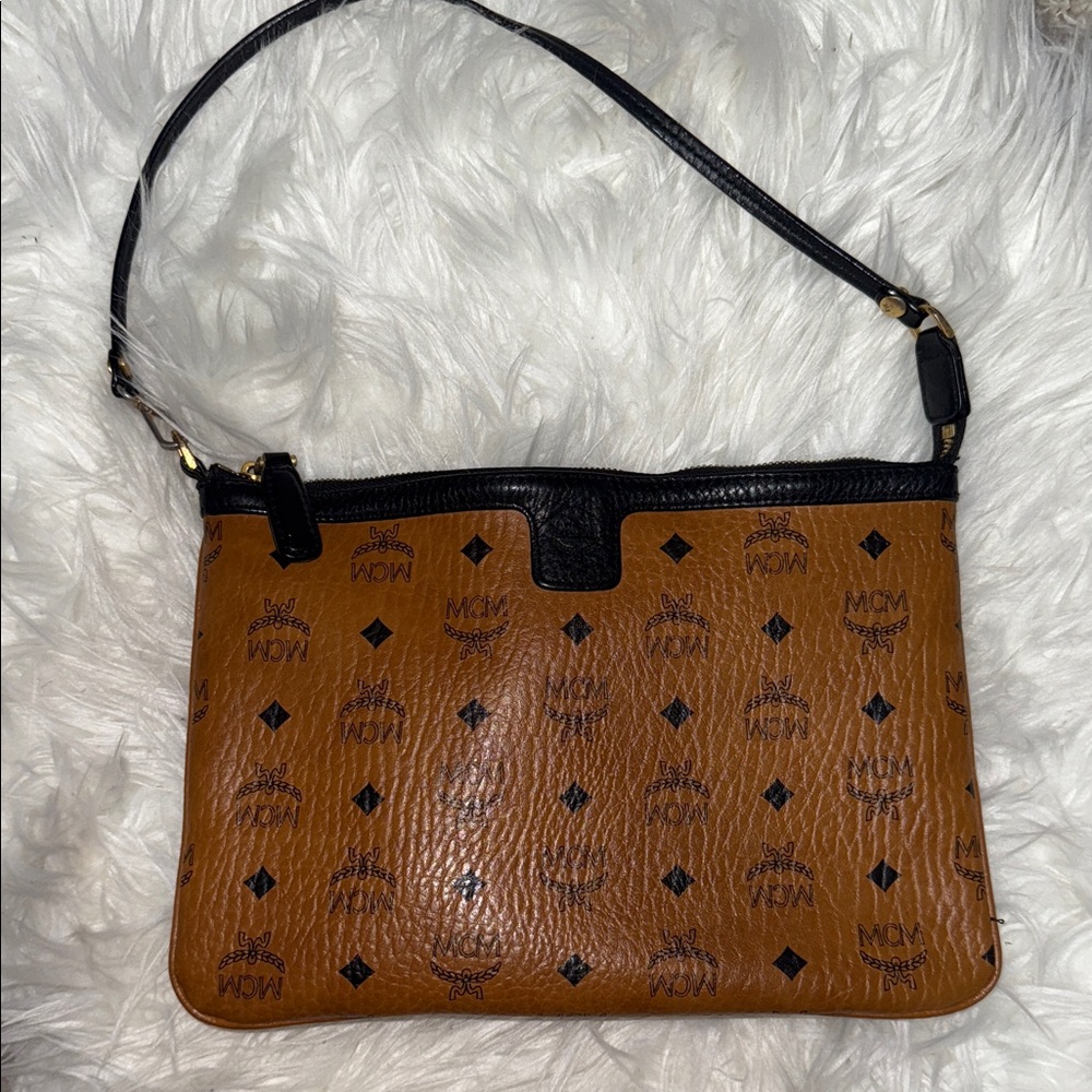 MCM Tan and Black Crossbody Bag